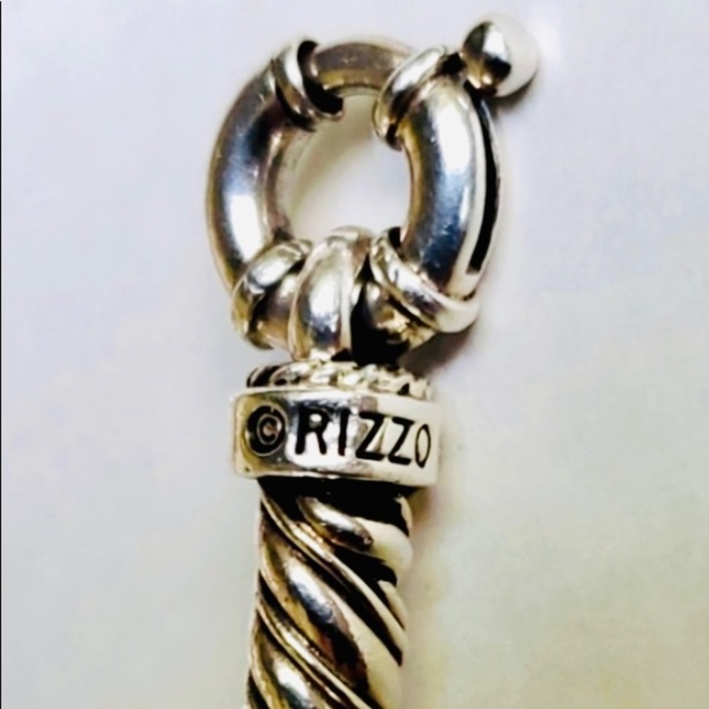 ❤️ Rizzo Sterling Silver 925 Twisted Cable Bracelet with Gold Domes - Picture 3 of 7